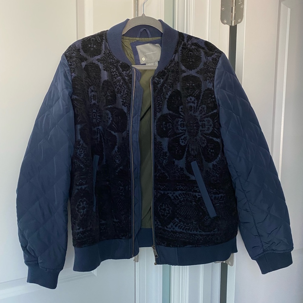 Anthropologie Navy Bomber Jacket Sz L